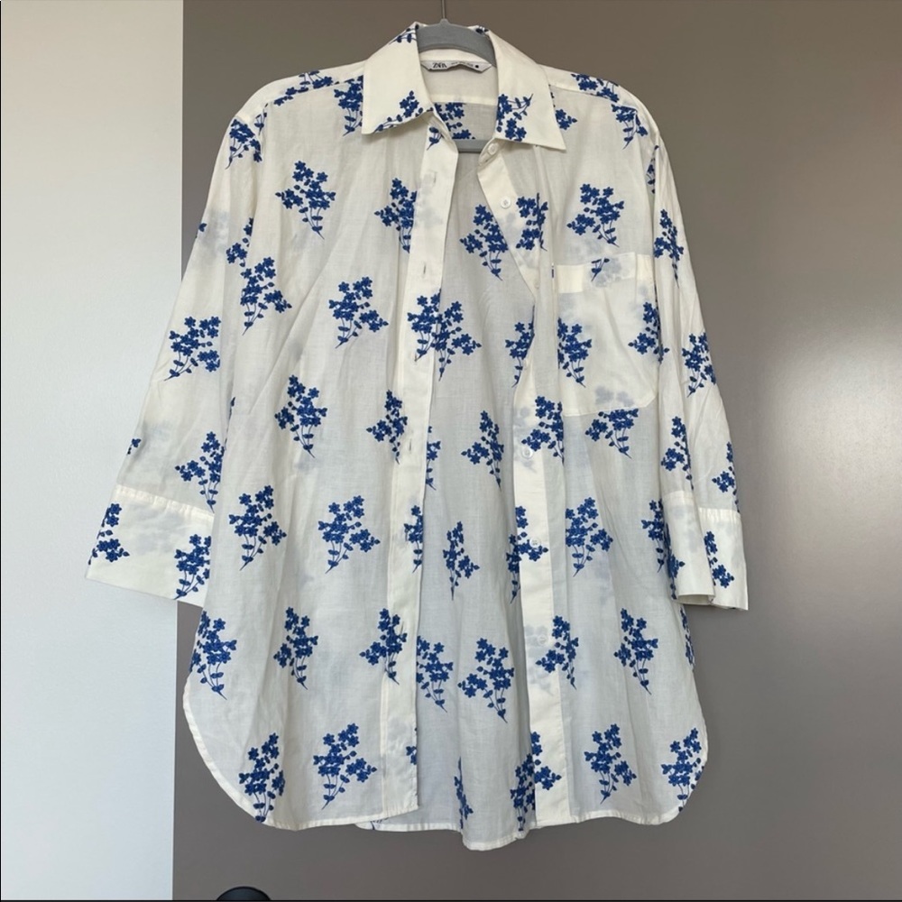 Zara Flower Embroidered shirt - Picture 2 of 5